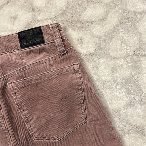 American Eagle Hi Rise Crop Flare Corduroy Jeans Dusty Pink Size 00 Short - Picture 10 of 13